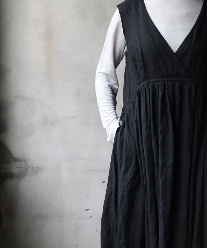 cavane キャヴァネ / Gathered dress linenワンピース / ca-2