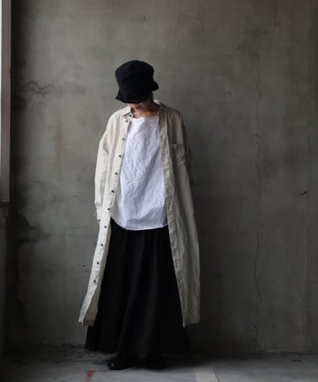 cavane キャヴァネ / Shirt-Dress Linen100硫化染めワンピース / ca-26020