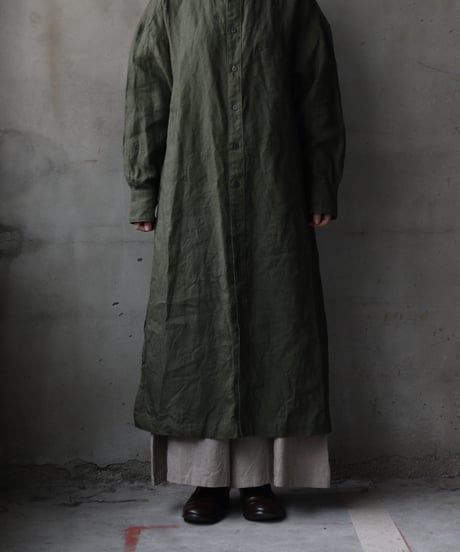 cavane キャヴァネ / Shirt-Dress Linen100硫化染めワンピース / ca-26019