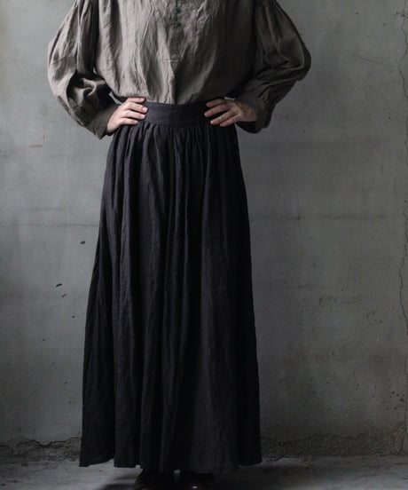 cavane キャヴァネ / Gathered skirt with side button linen100 スカート / ca-25145