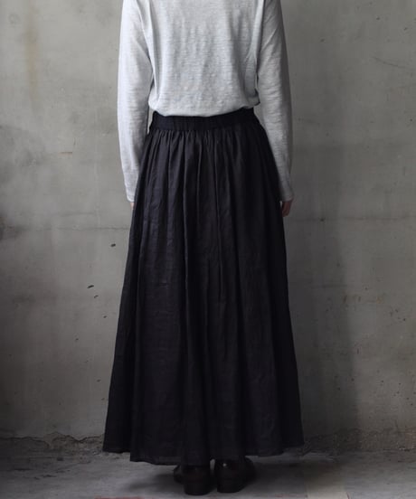 cavane キャヴァネ / Gathered skirt with side button linen100 スカート / ca-25149