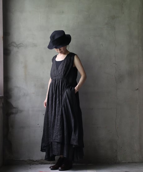 cavane キャヴァネ / Gathered dress linen100ワンピース / ca-25119