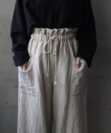 cavane キャヴァネ / Side-Pocket wide pants wool/linenパンツ / ca-25156