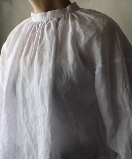cavane キャヴァネ / Gather Neck Pullover Blouse linen100ブラウス / ca-26068