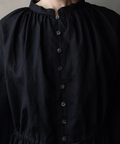 cavane キャヴァネ / Stand collar with waist drawstring blouse linen100ブラウス / ca-26060