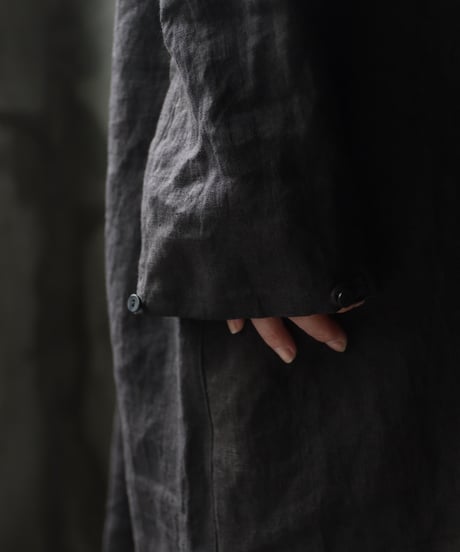 klauseクロイゼ / Belarus linen Gather shirt long length (鉄媒染) / kla-24009
