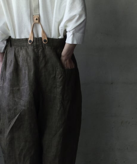 cavane キャヴァネ / Over-Tuck pants with suspender反応染め(硫化)+墨染めパンツ / ca-26079