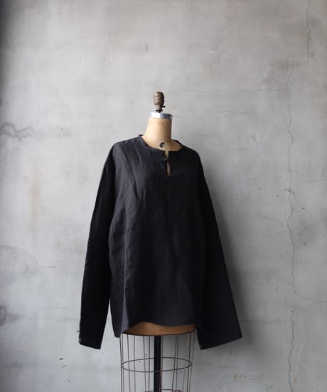 klauseクロイゼ / 天日干し綾Twill Linen C.S Slit Neck Shirt / kla-26026
