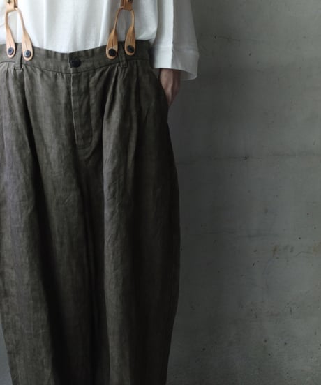 cavane キャヴァネ / Over-Tuck pants with suspender反応染め(硫化)+墨染めパンツ / ca-26079