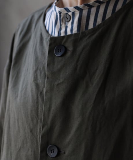 cavane キャヴァネ / Round-Coat Linen/Cotton100硫化染めコート / ca-26018
