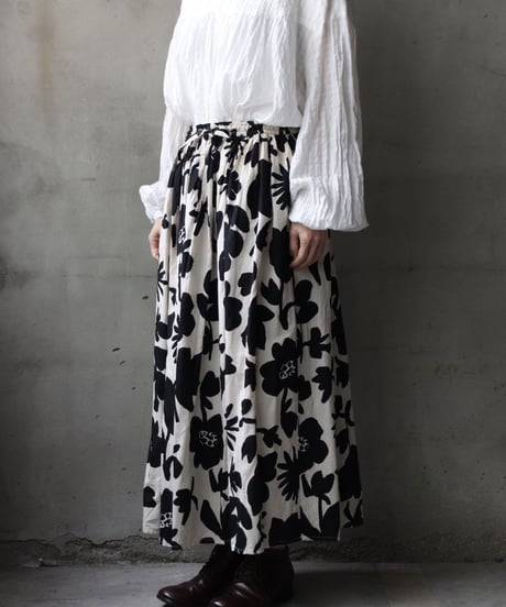 cavane キャヴァネ / Gatehered Petti Skirt Cotton&linenスカート/ ca-26050
