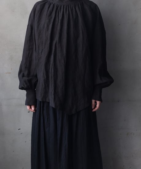 cavane キャヴァネ / Pull-over blouse with tie Linen100ブラウス / ca-26030