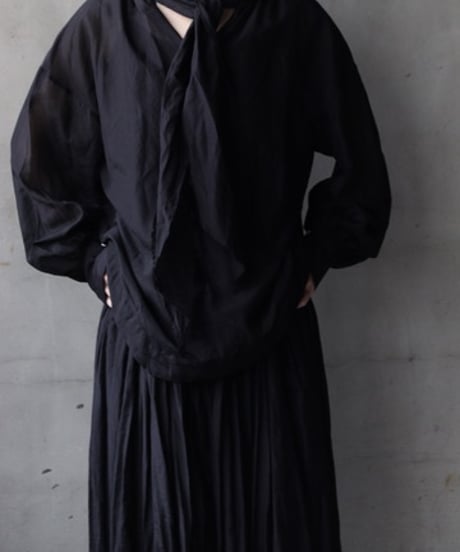cavane キャヴァネ / Pull-over blouse with tie Silk & Cotton100ブラウス / ca-26034