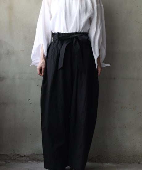 cavane キャヴァネ / Volume Wide Pants with Belt Cotton&Linenパンツ/ ca-26065