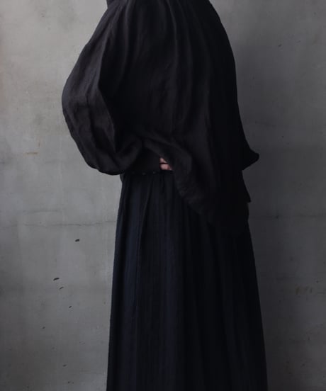 cavane キャヴァネ / Pull-over blouse with tie Linen100ブラウス / ca-26030