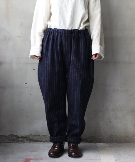 klauseクロイゼ / C/L Stripe Loose Fitting Tapered Trousers (平織/中厚手) / kla-25010