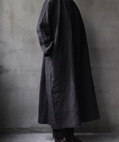 klauseクロイゼ / Belarus linen Gather shirt long length (鉄媒染) / kla-24009