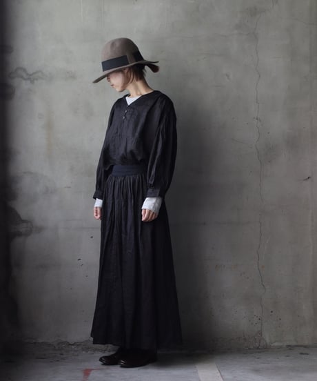 cavane キャヴァネ / Gathered skirt with side button linen100 スカート / ca-25149