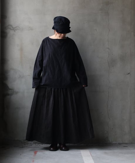 cavane キャヴァネ / Gathered skirt with side button linen100 スカート / ca-25145A