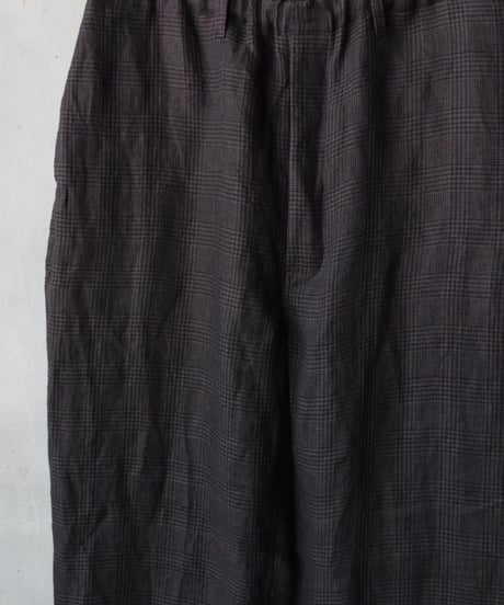 klauseクロイゼ / French Linen Glen Check Loose Fitting Tapered Wide 2 / kla-26034