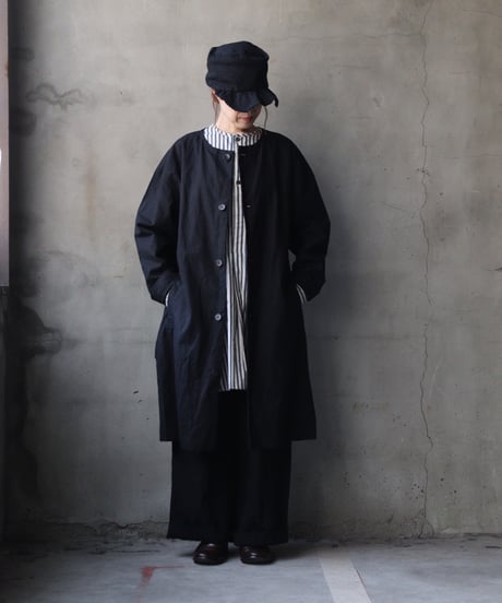 cavane キャヴァネ / Round-Coat Linen/Cotton100硫化染めコート / ca-26017