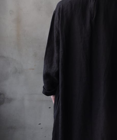 klauseクロイゼ / 天日干しTwill Linen Band Collar Shirt Long Dress/ kla-26002
