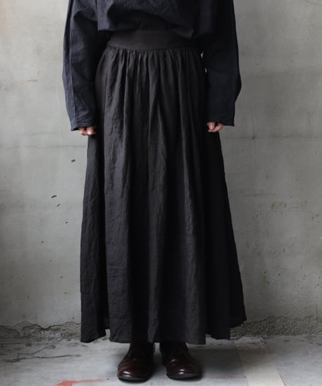 cavane キャヴァネ / Gathered skirt with side button linen100 スカート / ca-25145A