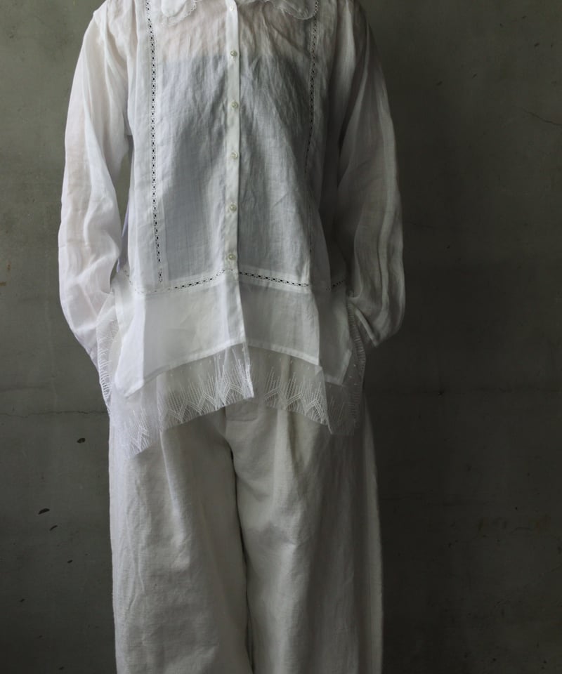 美品 gasa パフ袖ブラウス リネン オフホワイト native villge NATIVE VILLAGE ネイティブヴィレッジ /No.03/ peacefulness平