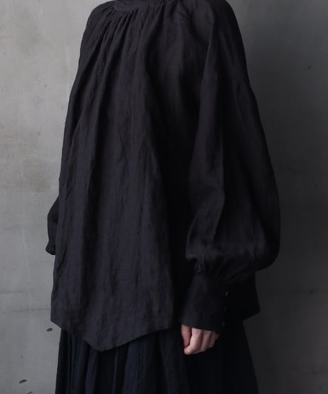 cavane キャヴァネ / Pull-over blouse with tie Linen100ブラウス / ca-26030