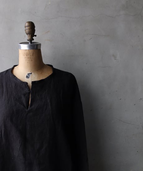 klauseクロイゼ / 天日干し綾Twill Linen C.S Slit Neck Shirt / kla-26026