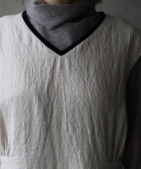 cavane キャヴァネ / Gathered dressⅡ wool & linen ワンピース / ca-25179