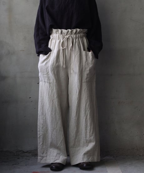 cavane キャヴァネ / Side-Pocket wide pants wool/linenパンツ / ca-25156