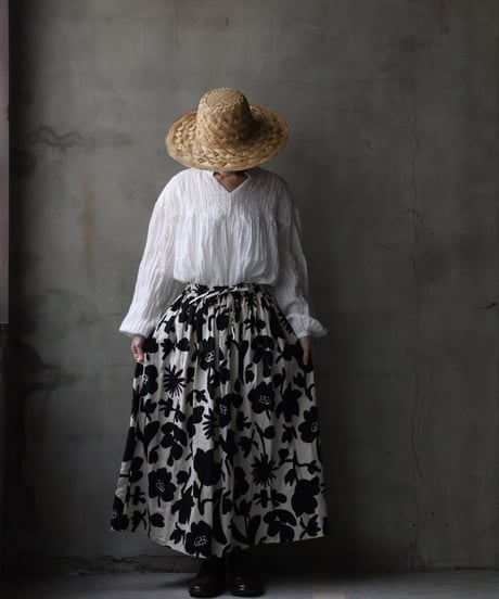 cavane キャヴァネ / Gatehered Petti Skirt Cotton&linenスカート/ ca-26050