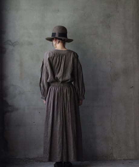 cavane キャヴァネ / Gathered skirt with side button linen100 スカート / ca-25146