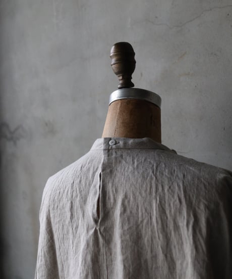 klauseクロイゼ / Belarus Linen Band Collar Shirt Long Dress/ kla-26001
