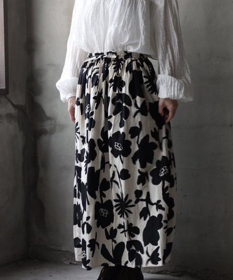 cavane キャヴァネ / Gatehered Petti Skirt Cotton&linenスカート/ ca-26050