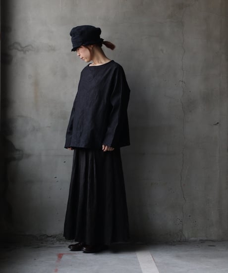 cavane キャヴァネ / Gathered skirt with side button linen100 スカート / ca-25145A