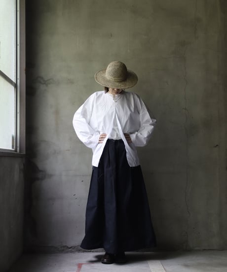 SCHA シャー/ Round Neck Open Front Volume Top" OE "-PAPER COTTON HEAVY- / Sc-23008 ( Art#1724)