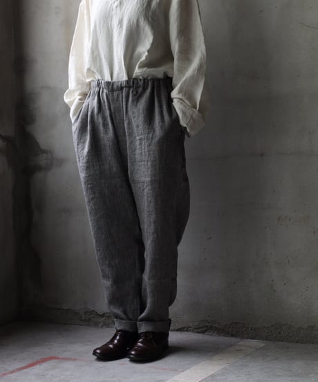 klauseクロイゼ / Linen Herring-bone Loose Fitting Tapered Trousers (ヘリンボーン) / kla-25017