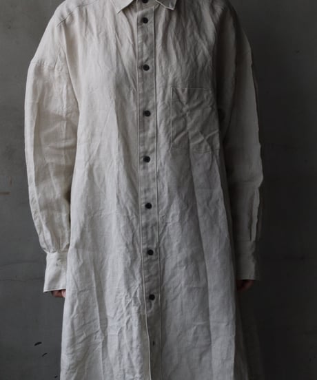 cavane キャヴァネ / Shirt-Dress Linen100硫化染めワンピース / ca-26020