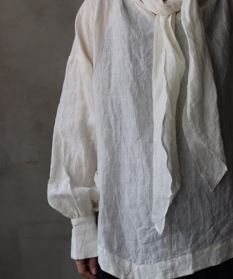cavane キャヴァネ / Pull-over blouse with tie Linen100ブラウス / ca-26029