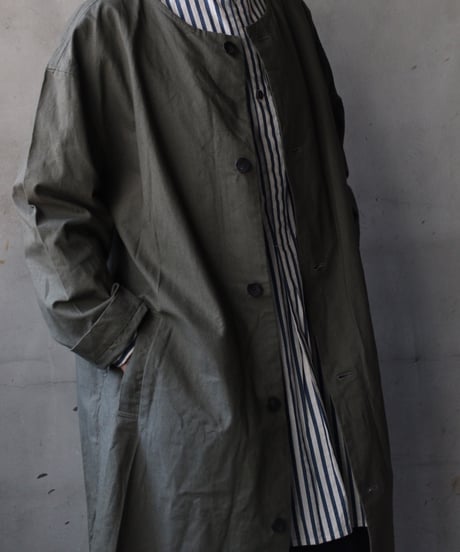 cavane キャヴァネ / Round-Coat Linen/Cotton100硫化染めコート / ca-26018