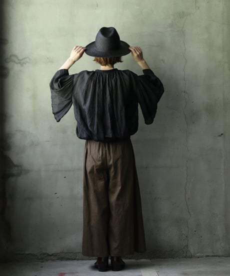 cavane キャヴァネ / Wide-sleeves with waist drawstring linen100 blouseブラウス / ca-25105