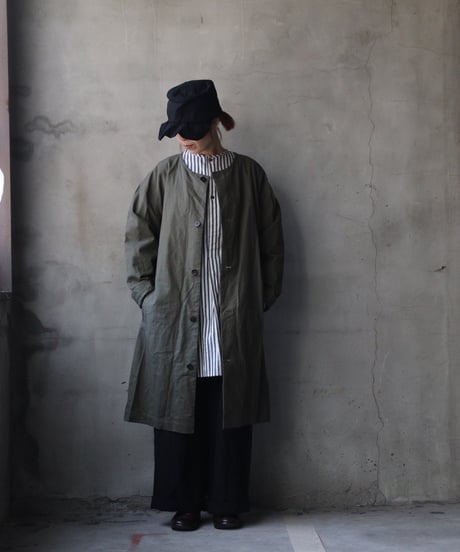 cavane キャヴァネ / Round-Coat Linen/Cotton100硫化染めコート / ca-26018