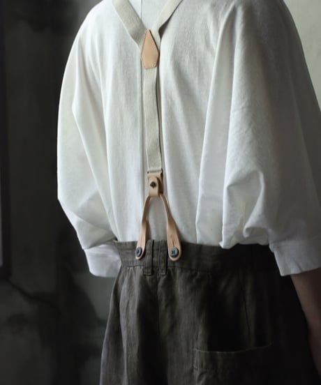 cavane キャヴァネ / Over-Tuck pants with suspender反応染め(硫化)+墨染めパンツ / ca-26079