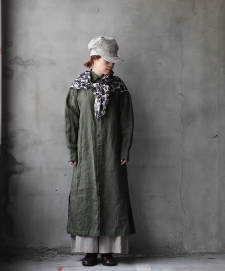 cavane キャヴァネ / Shirt-Dress Linen100硫化染めワンピース / ca-26019