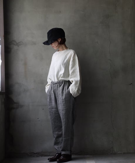 klauseクロイゼ / Linen Herring-bone Loose Fitting Tapered Trousers (ヘリンボーン) / kla-25017