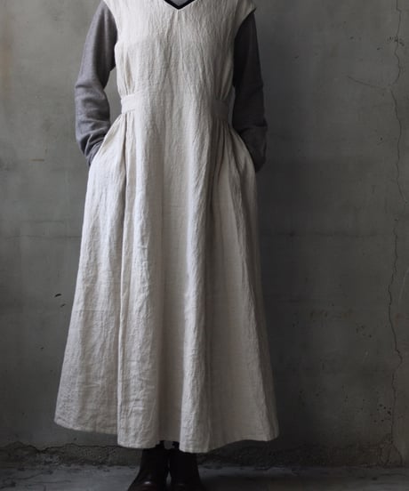 cavane キャヴァネ / Gathered dressⅡ wool & linen ワンピース / ca-25179