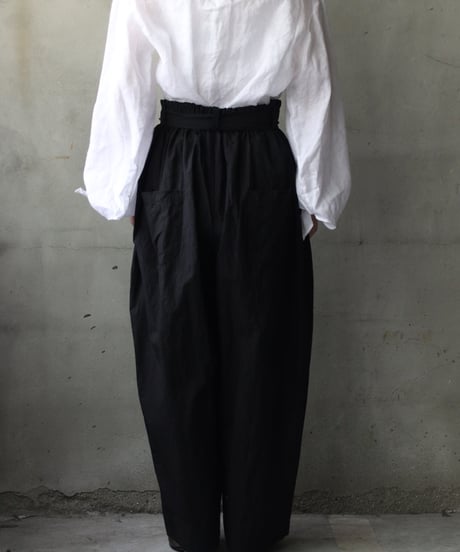 cavane キャヴァネ / Volume Wide Pants with Belt Cotton&Linenパンツ/ ca-26065
