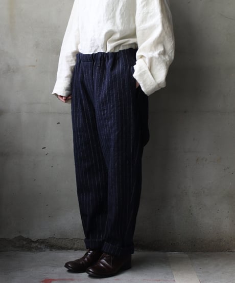 klauseクロイゼ / C/L Stripe Loose Fitting Tapered Trousers (平織/中厚手) / kla-25010